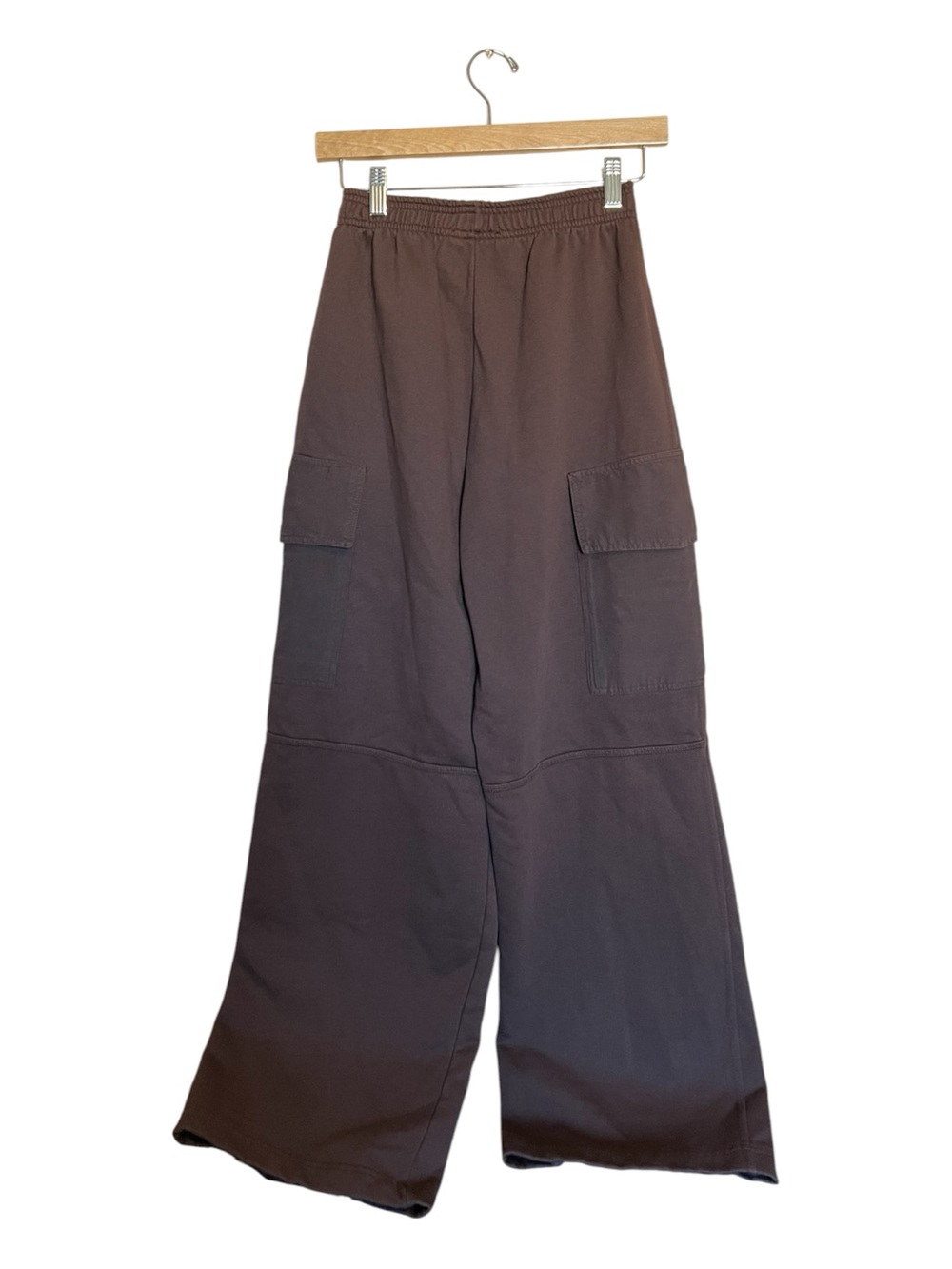 Zara Wide Leg Cargo Zip Hem Pants - Dark Brown size S - Picture 4 of 4